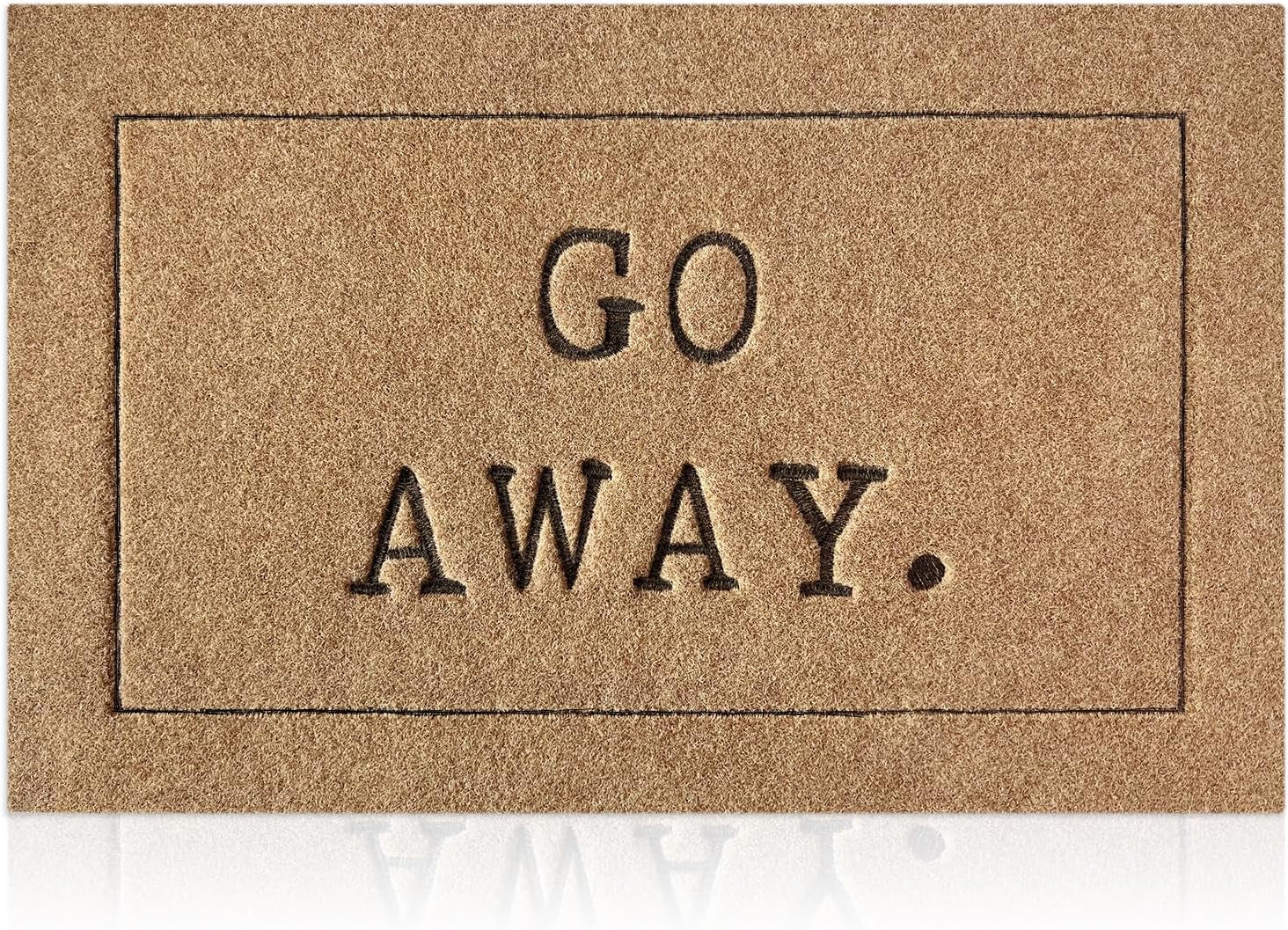 Go Away Doormat, Funny Front Door Welcome Mat for Porch, Durable Non Slip Rubber