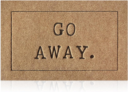 Go Away Doormat, Funny Front Door Welcome Mat for Porch, Durable Non Slip Rubber