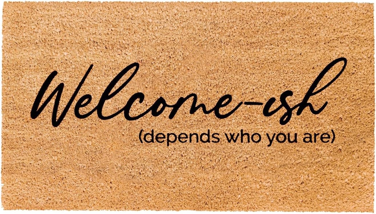Please Leave By pm Natural Coir Doormat with Non-Slip Backing 