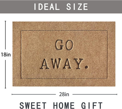 Go Away Doormat, Funny Front Door Welcome Mat for Porch, Durable Non Slip Rubber
