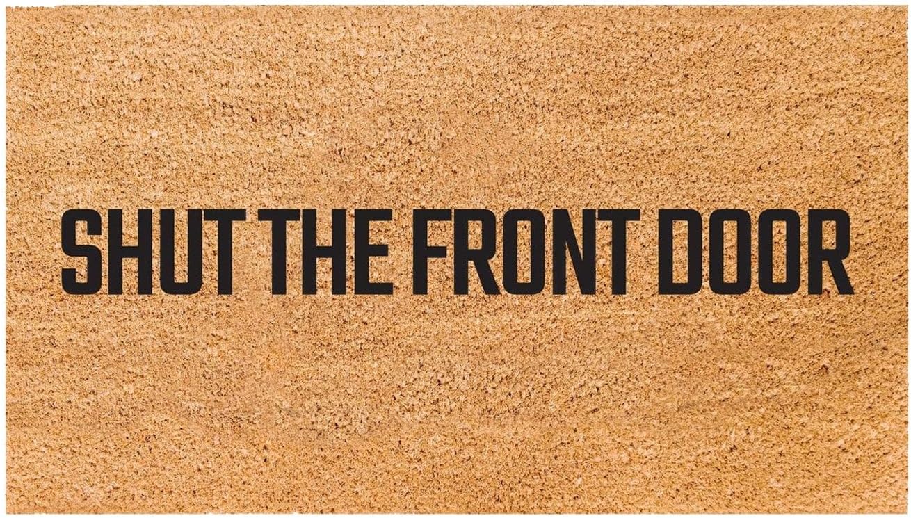 Please Leave By pm Natural Coir Doormat with Non-Slip Backing 