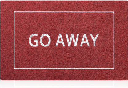 Go Away Doormat, Funny Front Door Welcome Mat for Porch, Durable Non Slip Rubber