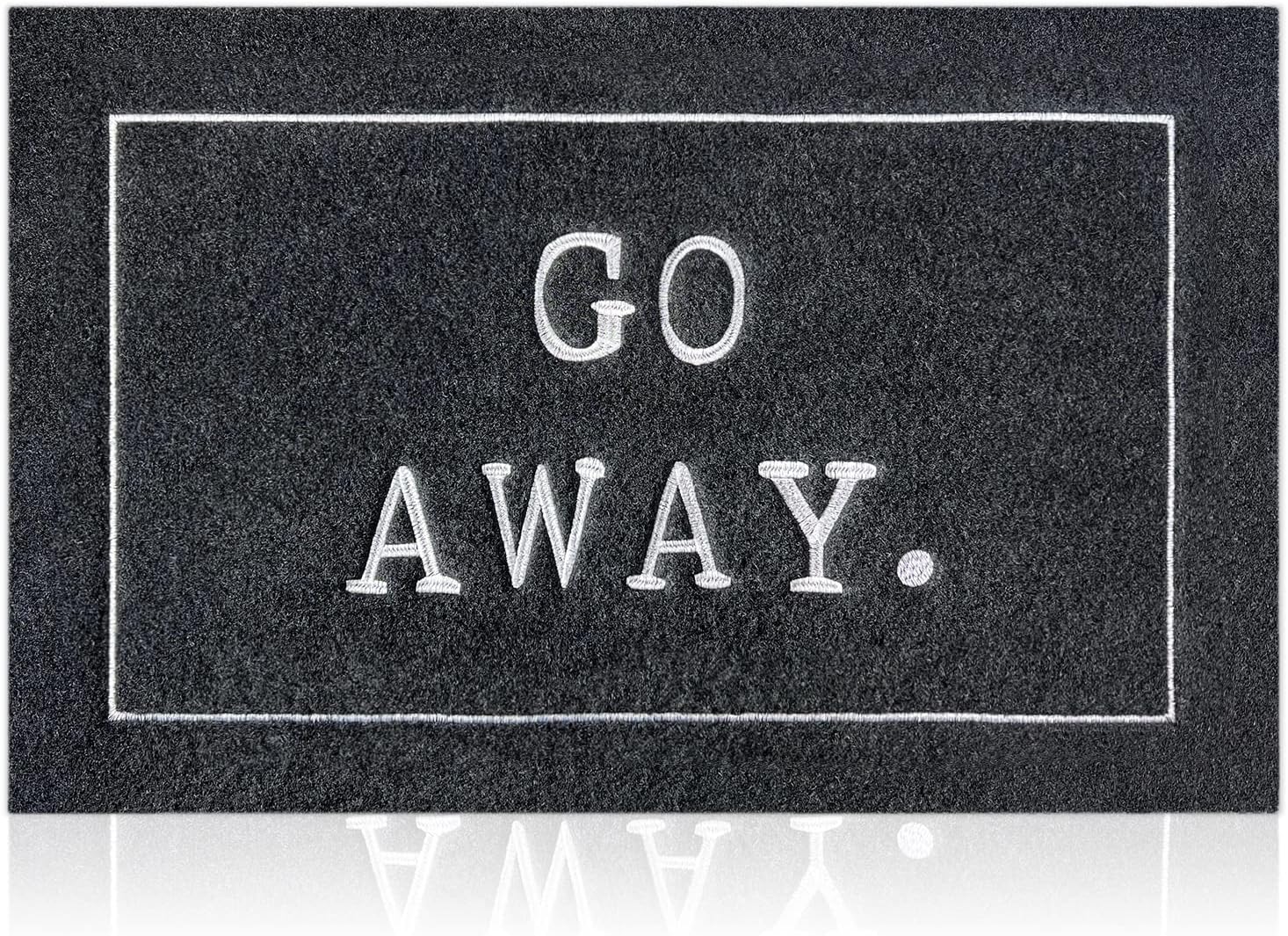 Go Away Doormat, Funny Front Door Welcome Mat for Porch, Durable Non Slip Rubber