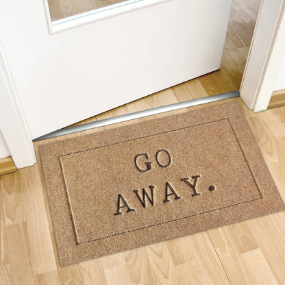 Go Away Doormat, Funny Front Door Welcome Mat for Porch, Durable Non Slip Rubber