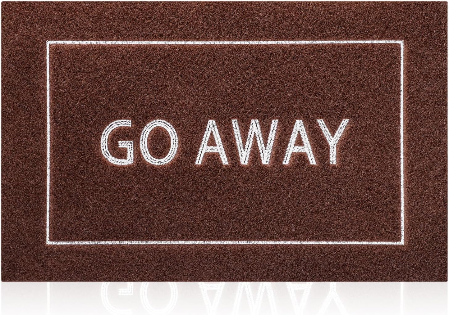 Go Away Doormat, Funny Front Door Welcome Mat for Porch, Durable Non Slip Rubber