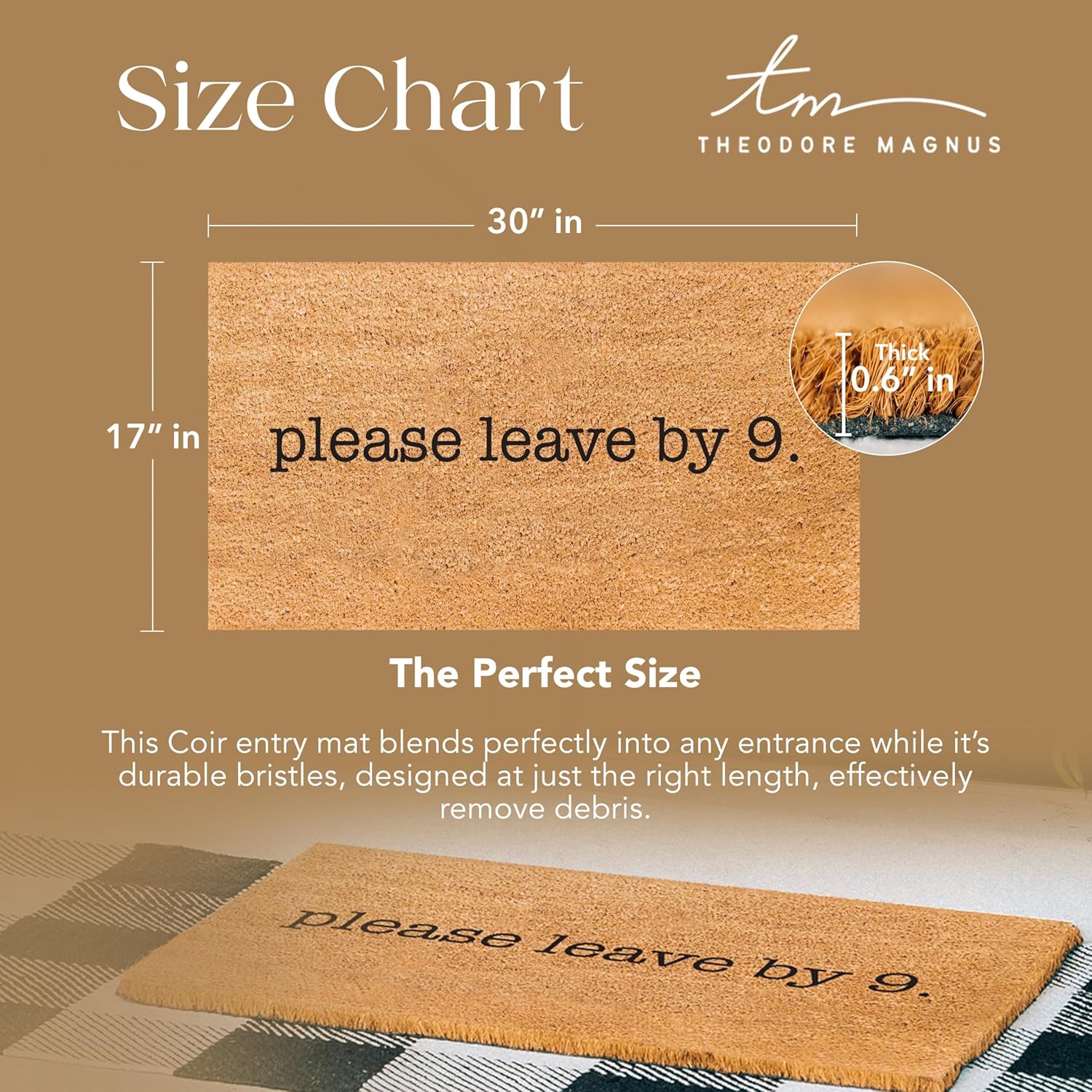 Please Leave By pm Natural Coir Doormat with Non-Slip Backing 