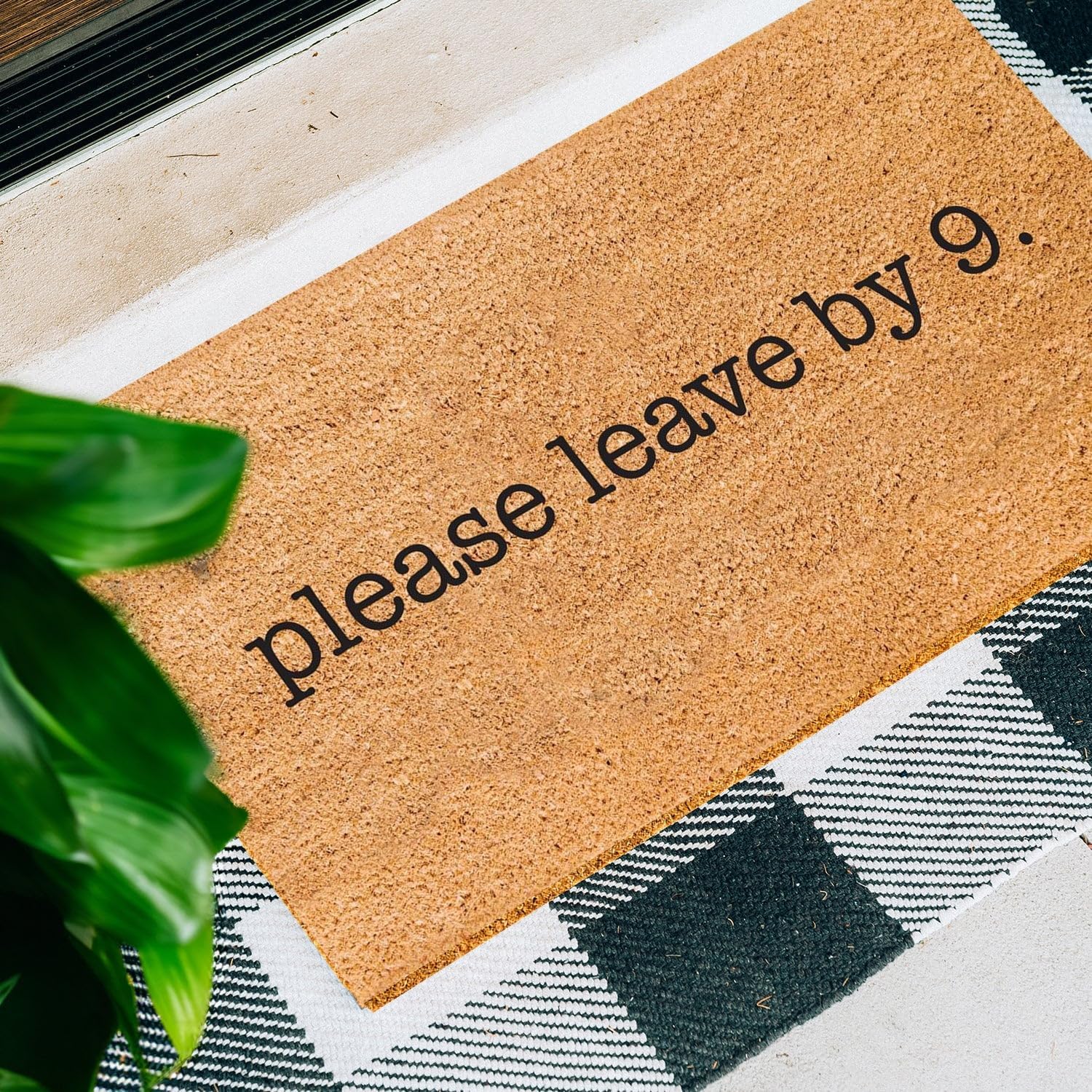 Please Leave By pm Natural Coir Doormat with Non-Slip Backing 