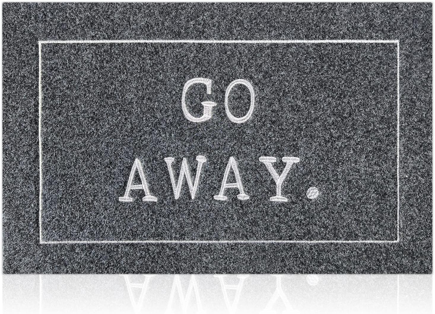 Go Away Doormat, Funny Front Door Welcome Mat for Porch, Durable Non Slip Rubber
