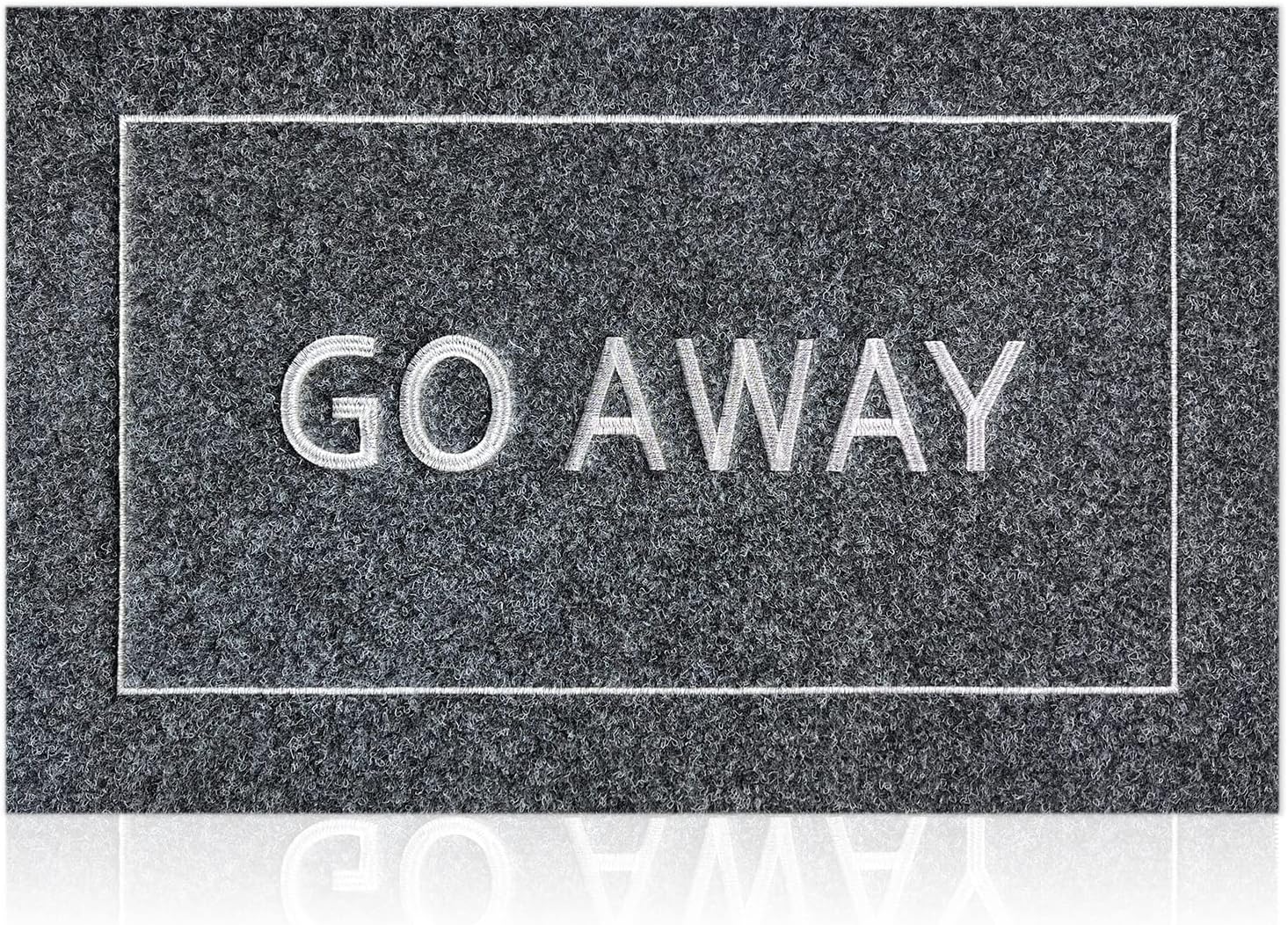 Go Away Doormat, Funny Front Door Welcome Mat for Porch, Durable Non Slip Rubber