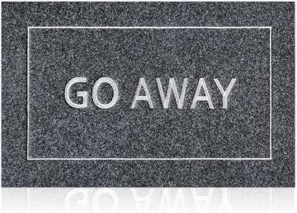 Go Away Doormat, Funny Front Door Welcome Mat for Porch, Durable Non Slip Rubber