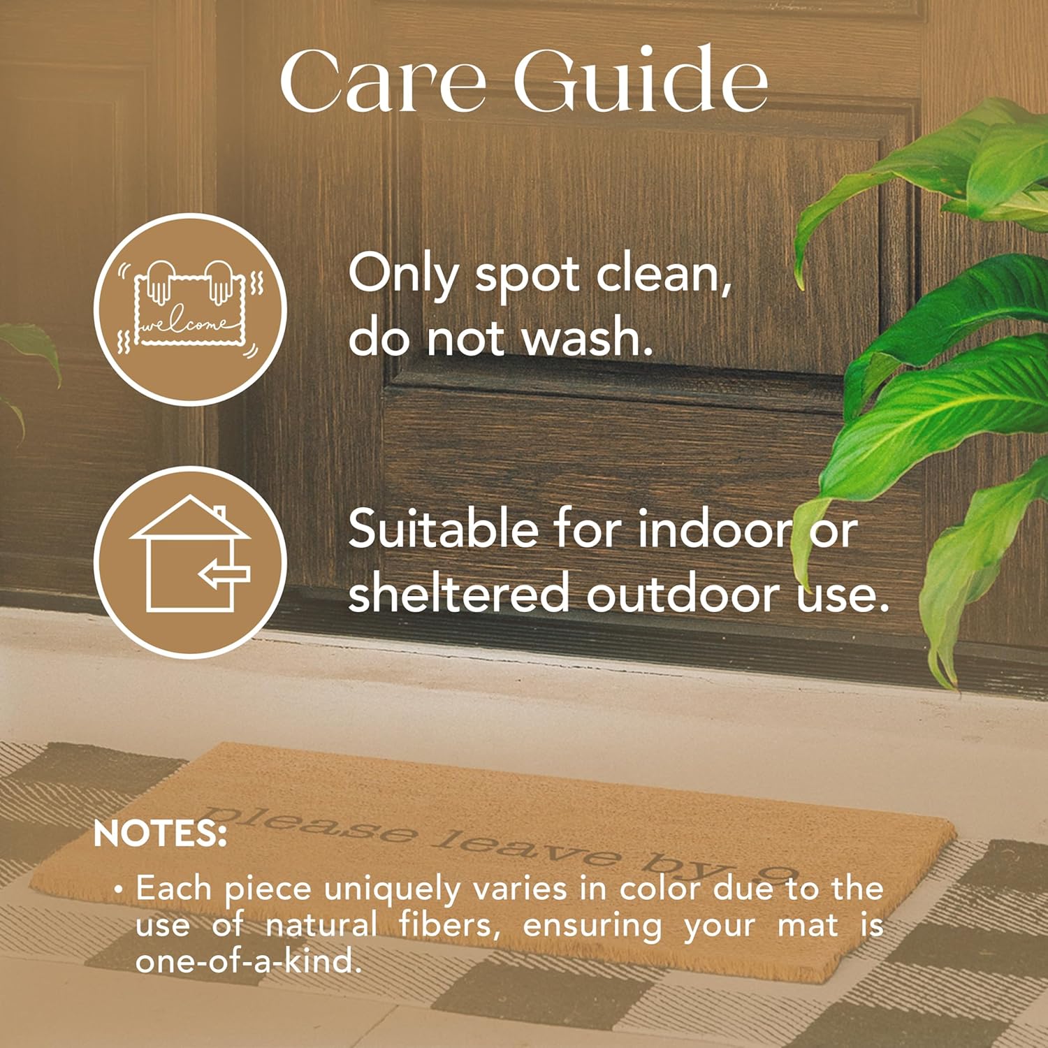 Please Leave By pm Natural Coir Doormat with Non-Slip Backing 