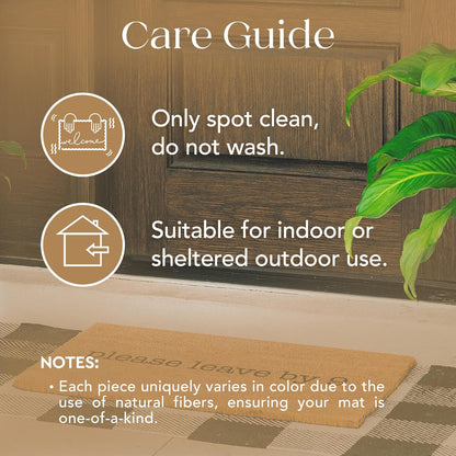 Please Leave By pm Natural Coir Doormat with Non-Slip Backing 